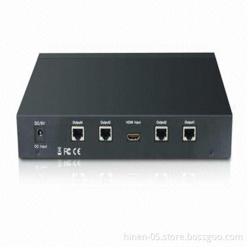 HDMI 4 Ports Splitter Amplifier by Cat5 x1, Supports Highest Video Resolution 1080p